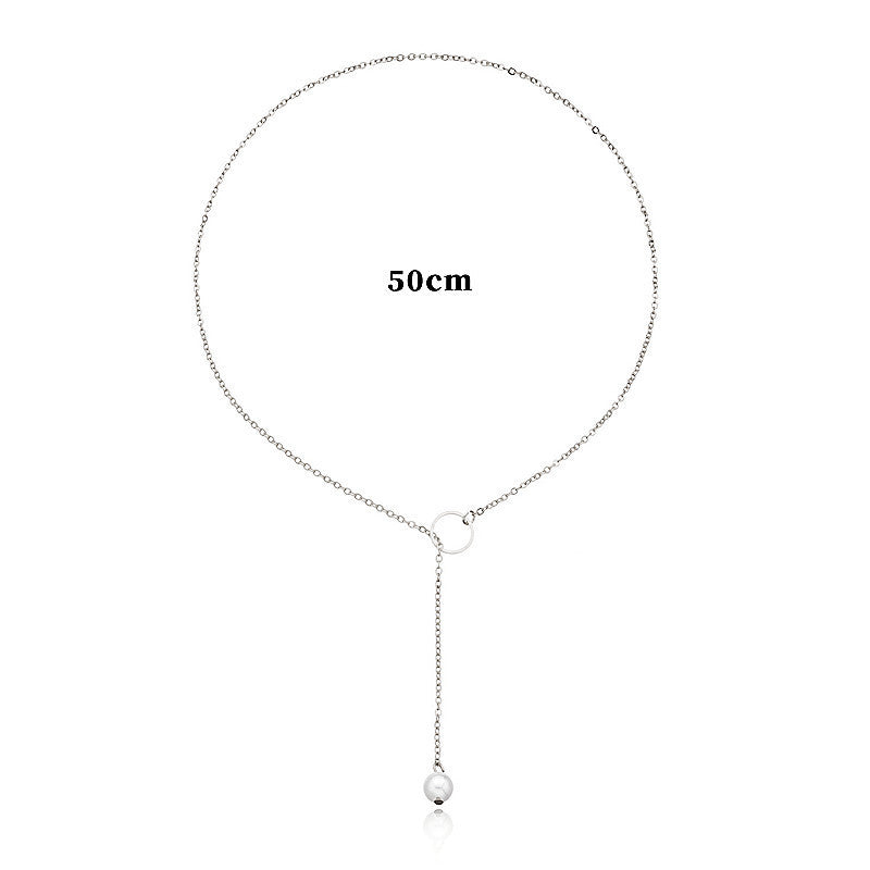 Chain Pearl Pendant Necklace