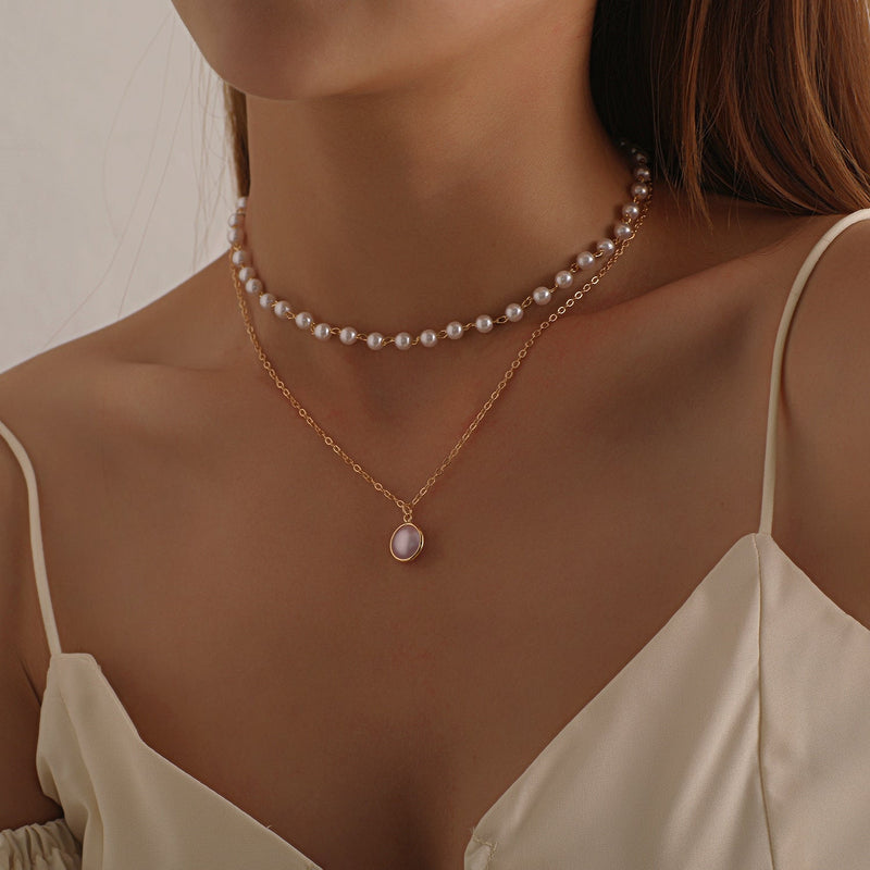 Chain Pearl Choker Necklace