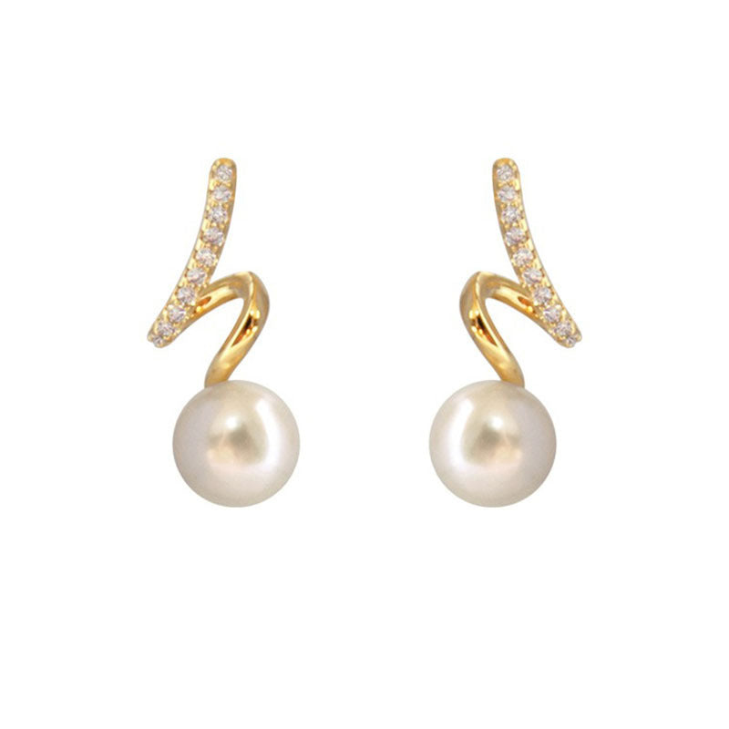 Twisted Rhinestone Pearl Earrings