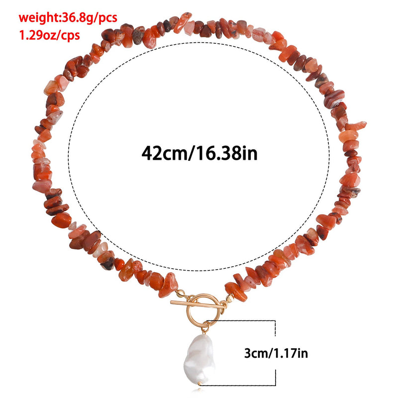 Vintage Sexy Red Gravel Natural Stone Necklace