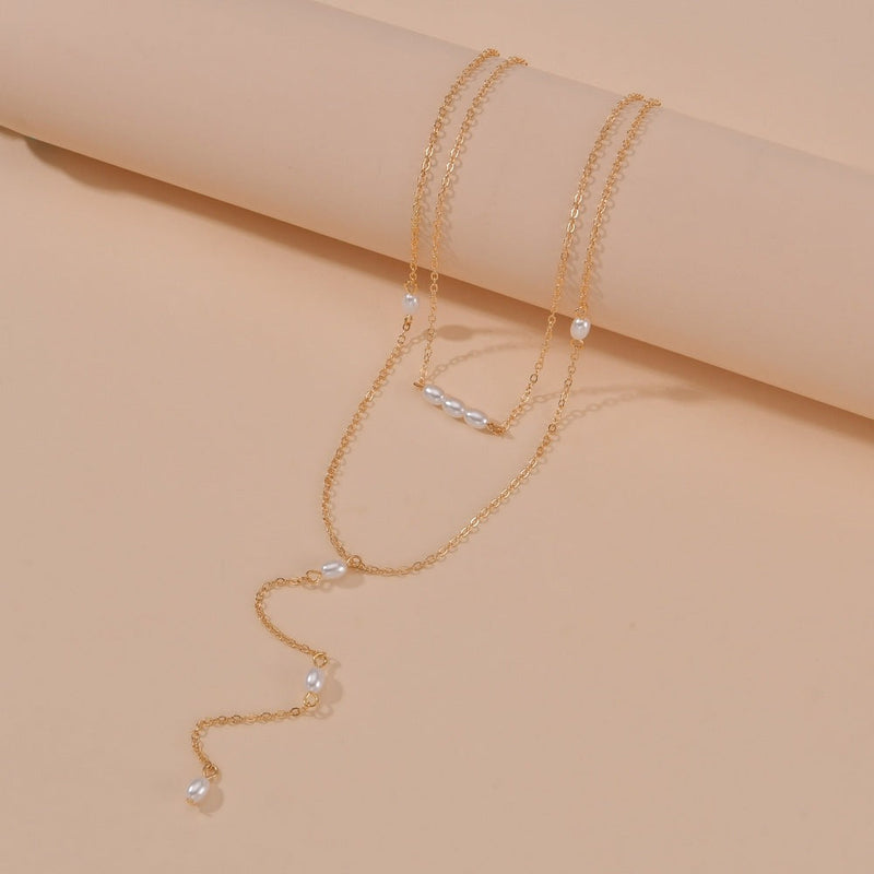 Double Layer Chain Pearl Necklaces