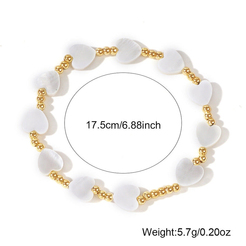 Bohemian Peach Shell Heart Bracelet