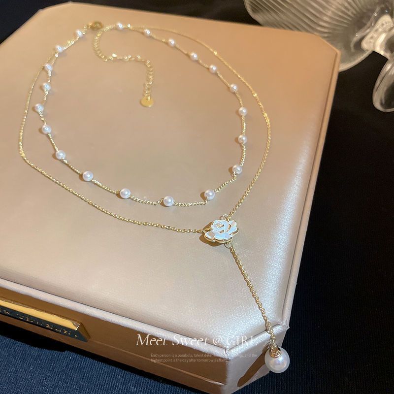 Pearl Camellia Necklace Women