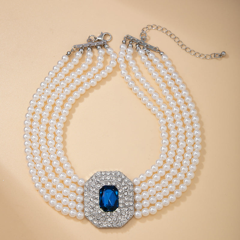 Sweet Sparkling Stone Layer Pearl Necklace