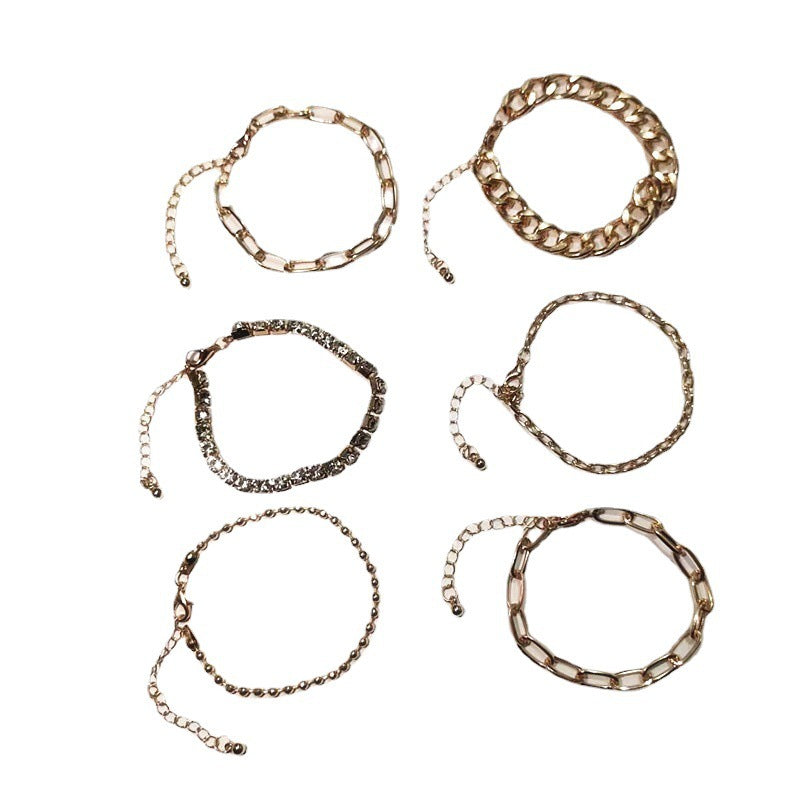 Multi-Layer Strips Rhinestone Chain Bracelet Sets