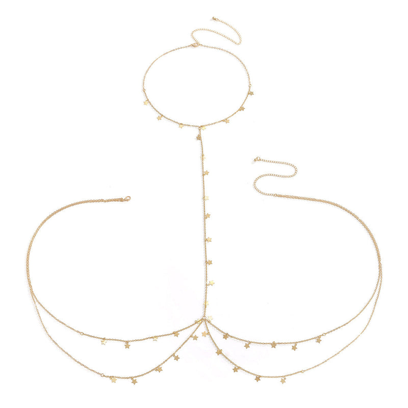 Sexy Multilayer Star Pendant Tassels Handmade Body Chain