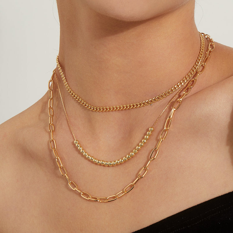 Paperclip Chain Triple Layer Necklace