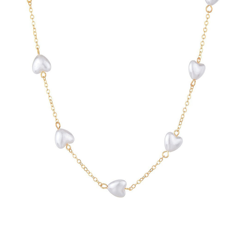 Faux Heart Pearl Beaded Necklace