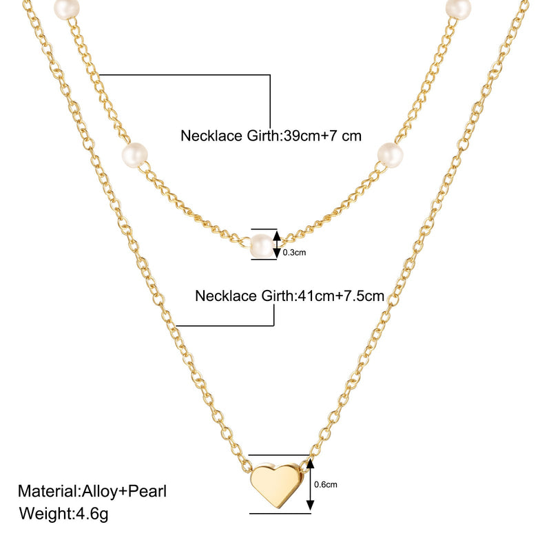 Pearl Chain Necklace Love Heart Pendant
