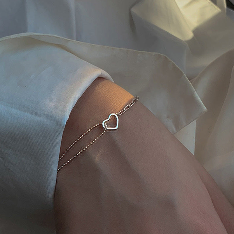 love Heart Shape Bracelet Double Chain