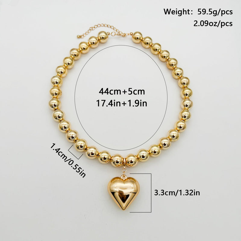 Chunky Heart Shape Exaggerated Big Beads Choker Necklace
