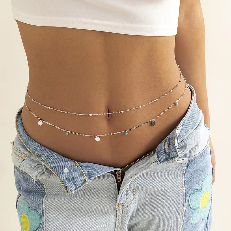 Sequin Pendants Bead Waist Chain for Women