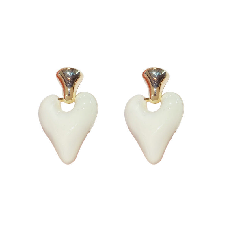 Enamel Glaze Heart Drop Earrings