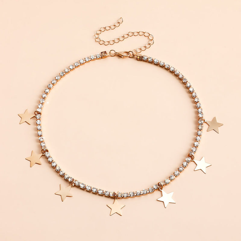 Tennis Chain Necklace Star Charm