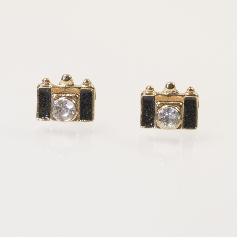 Enamel Camera Stud Earring