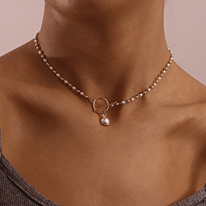 Beads Chain Charms Pearl Necklace