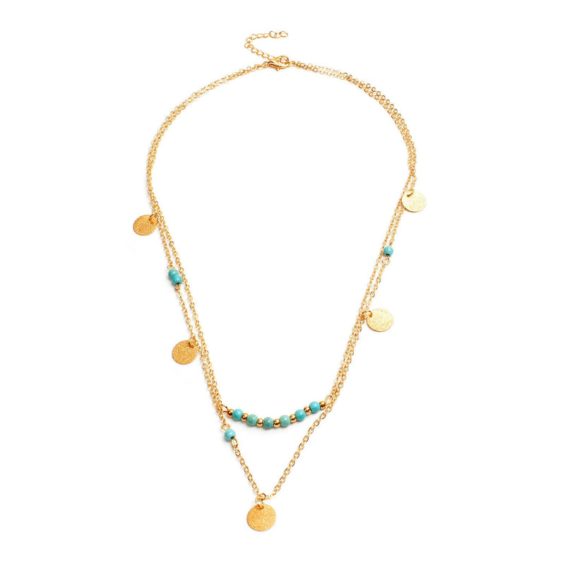 Turquoise Beads Sequins Multilayer Women Jewelry Necklaces
