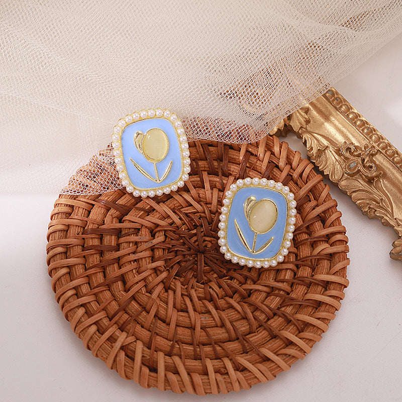 Opal Tulips Stud Earrings