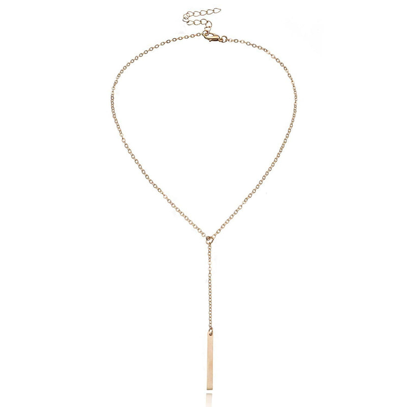 Metal Chain Bar Lariat Necklace