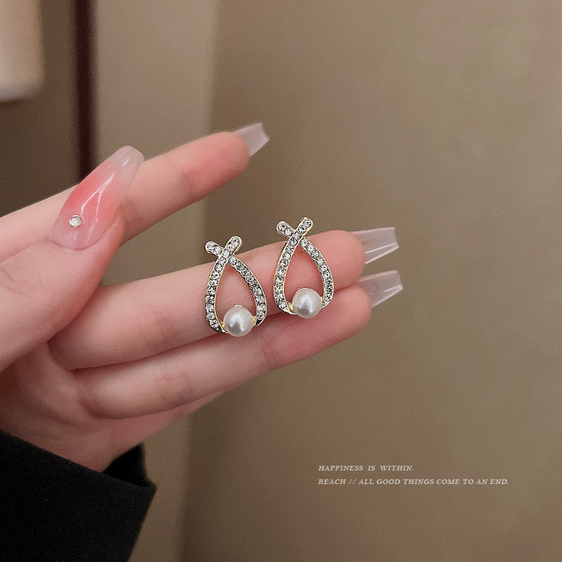 Elegant Cute Pearl Crystal Earrings