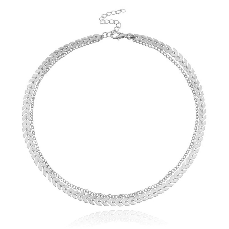Multi Arrow Chain Choker Necklace Women Two Layers