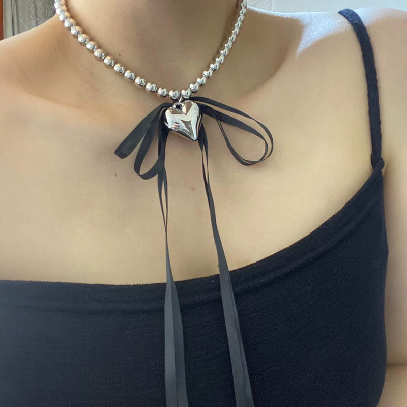 Bow love Beaded Necklace Fashion Sweet