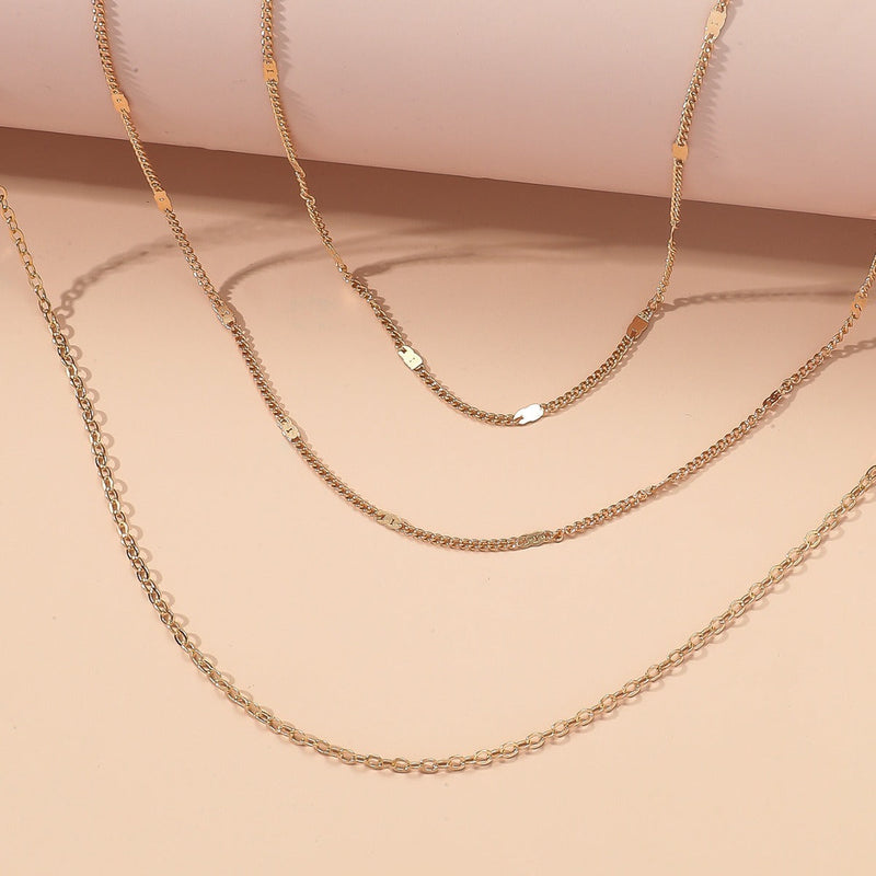 Triple Layers Thin Chain Necklace