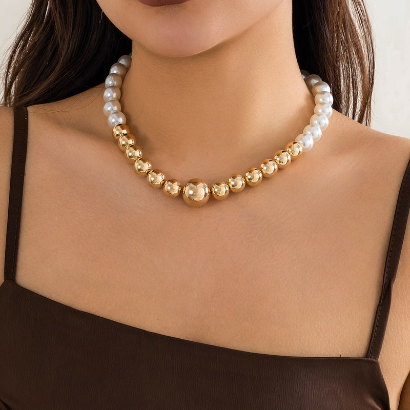Large Pearl Bead Punk Choker Necklace