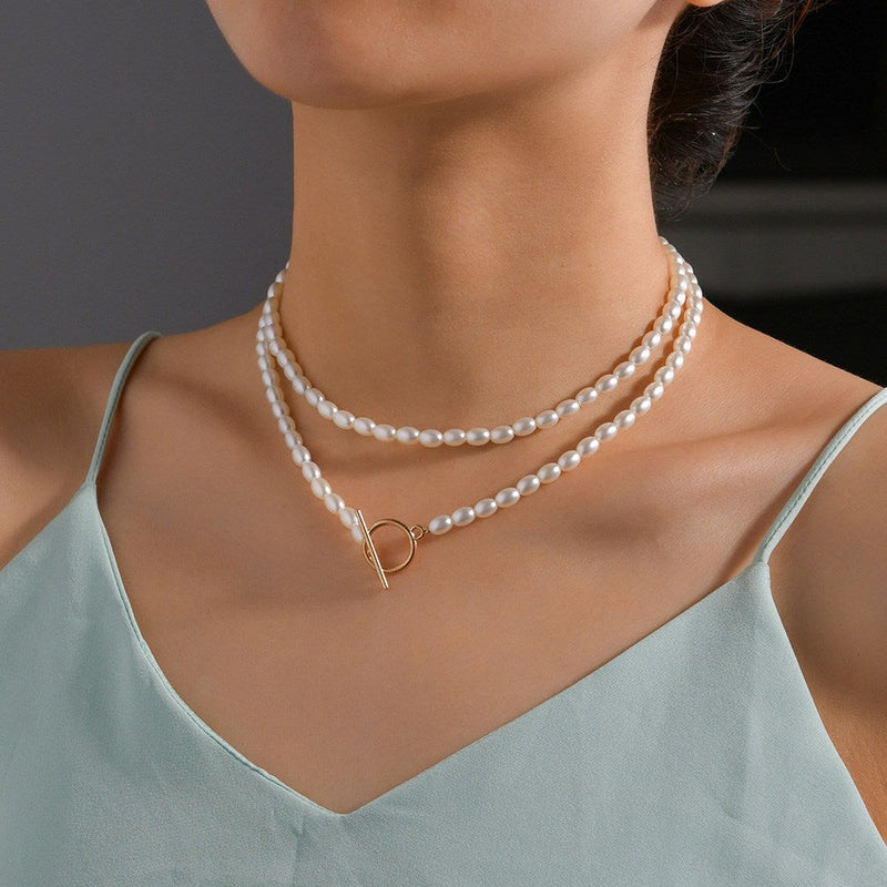 Vintage Women Baroque Pearl Necklace Exaggerated White Faux Choker