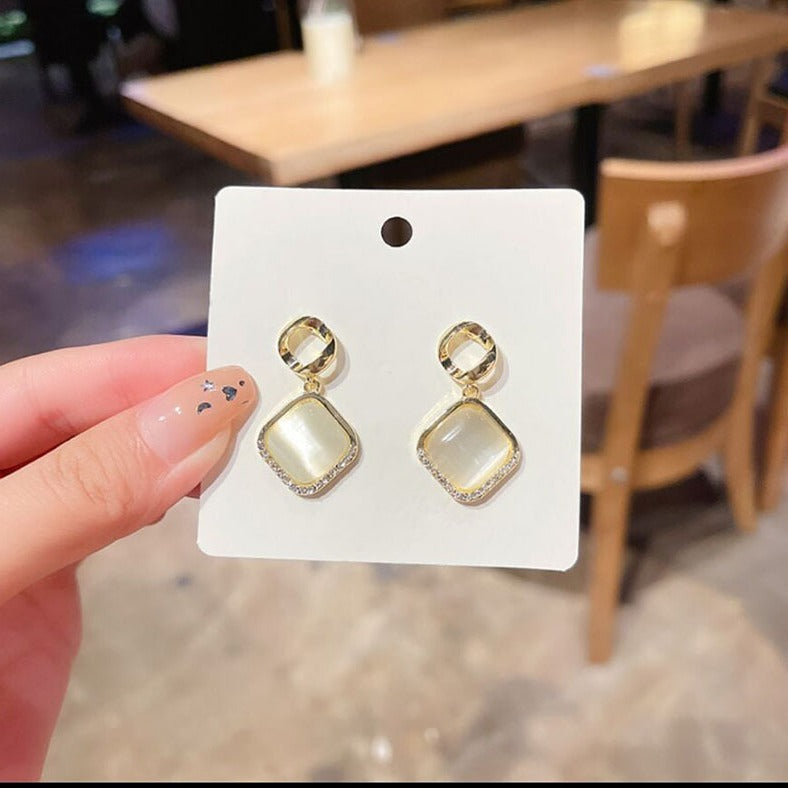 Geometric Opal Stud Earrings