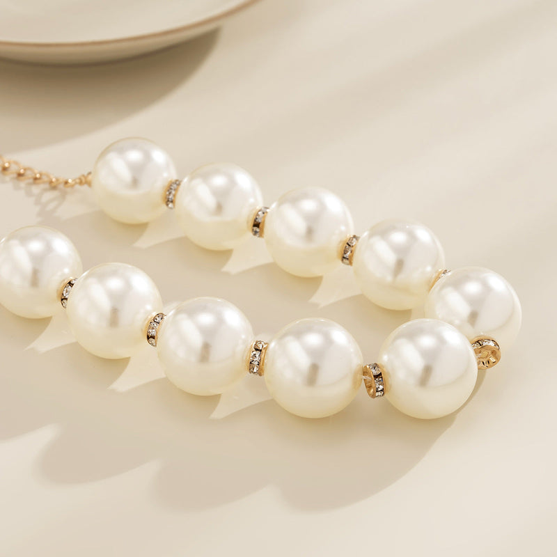 Handmade Big Chunky White Pearl Choker Necklace