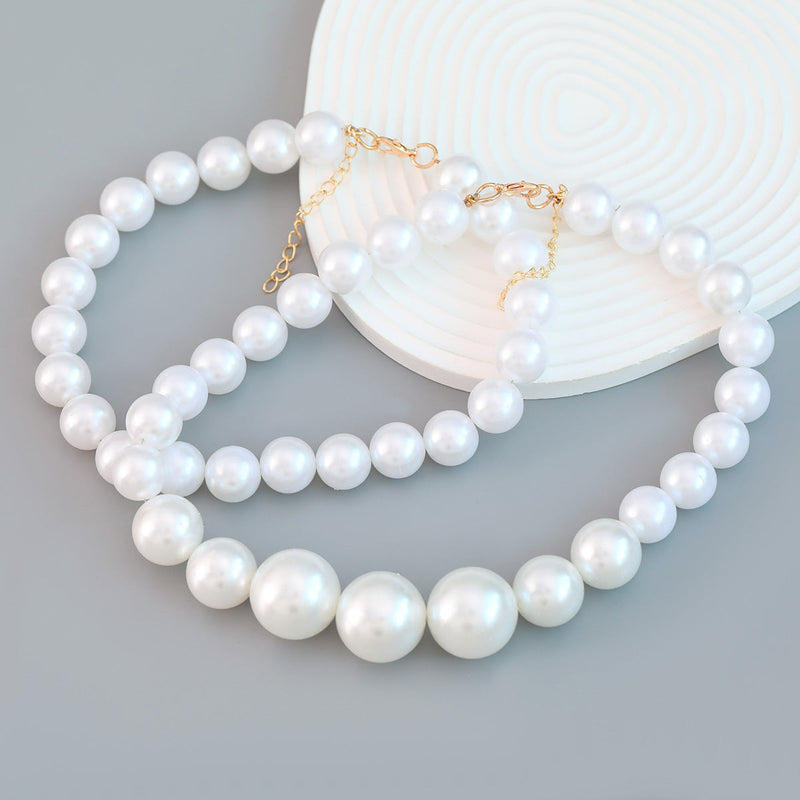Elegant Double Layered Baroque Pearl Choker Necklace Set