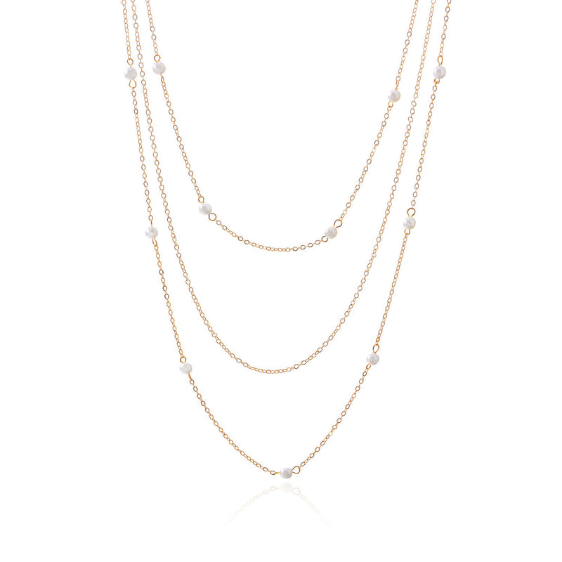 Multi Layer Pearl Necklace Choker Jewelry Long Chain Necklaces