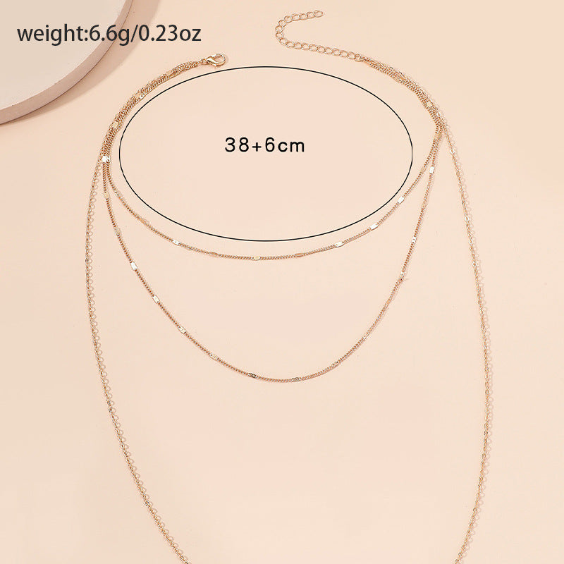 Triple Layers Thin Chain Necklace