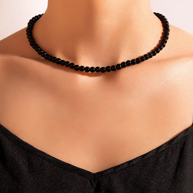 Black Glass Beads Necklace