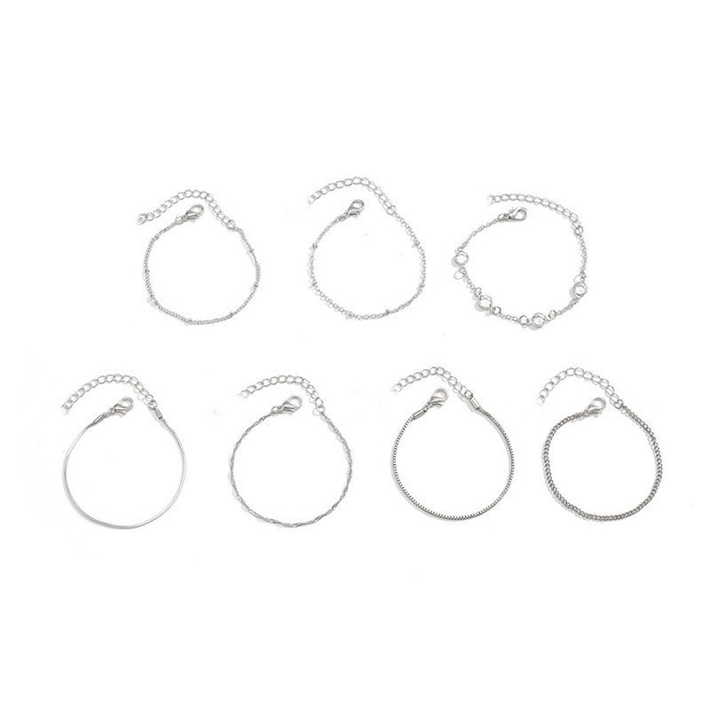 Women Simple Multi-layer Snake Bone Chain Bracelet Set