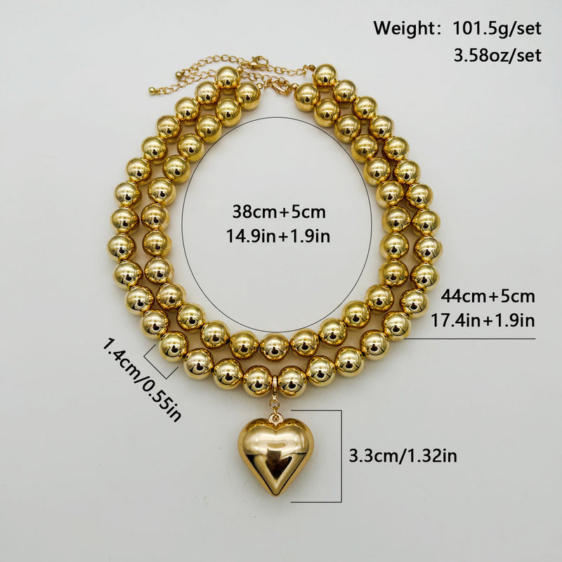 Chunky Heart Shape Exaggerated Big Beads Choker Necklace