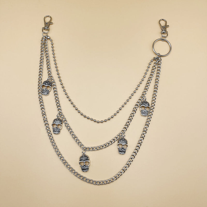 Punk Rock Skull Decoration Double Layers Jeans Chains Pants Chain