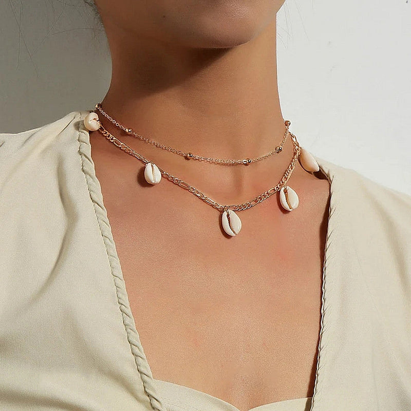 Shell Layer Chain Necklace