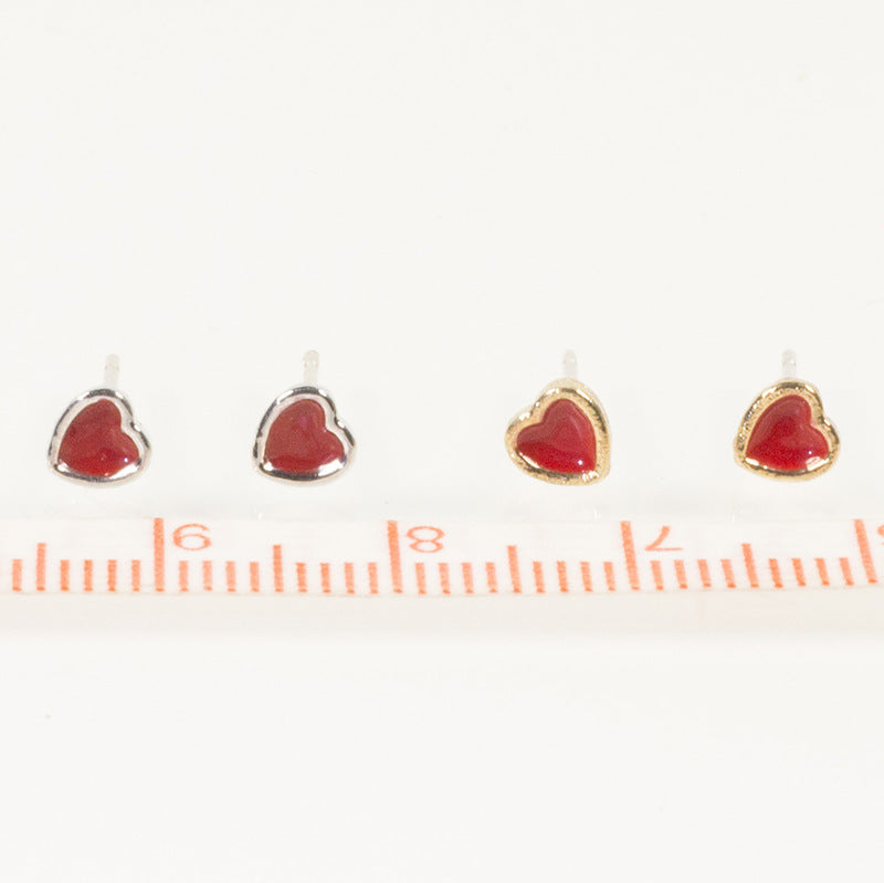 Enamel Heart Stud Earring
