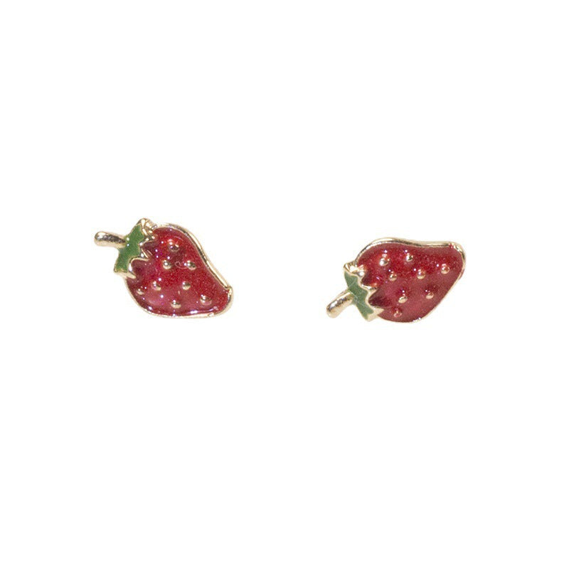Women Fruit Strawberry Enamel Earrings