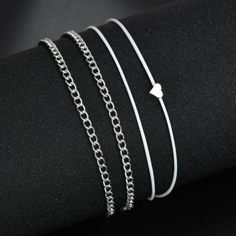 Beach Love Heart Multi-layer Anklet Jewelry