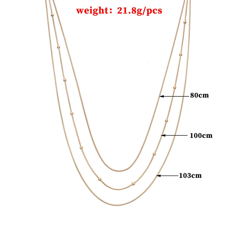 Layer Snake Beaded Chain Necklace