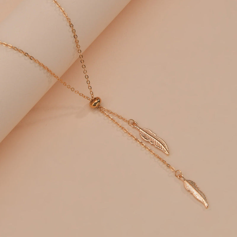 Sexy Square Long Tassel Leaf Pendant Necklace