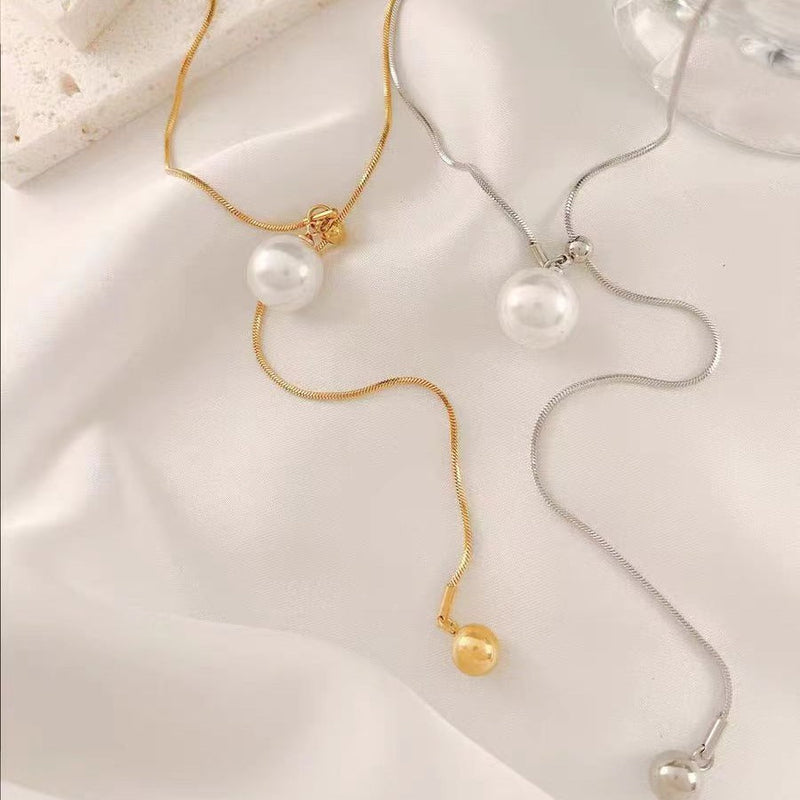 Fashion Pearl Beaded Necklace Sweater Chain Choker