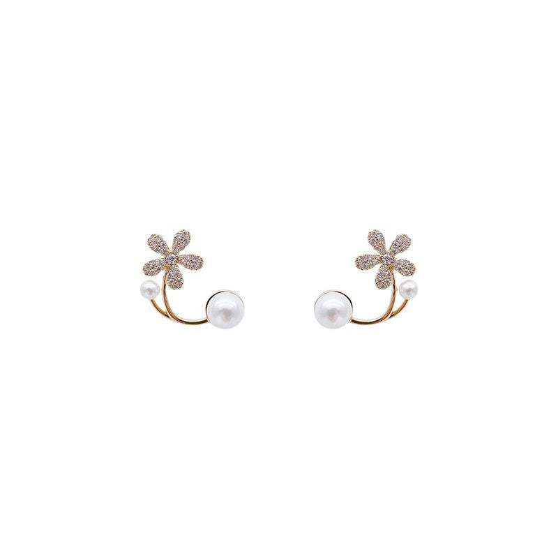 Imitation Pearl Flower Stud Earrings