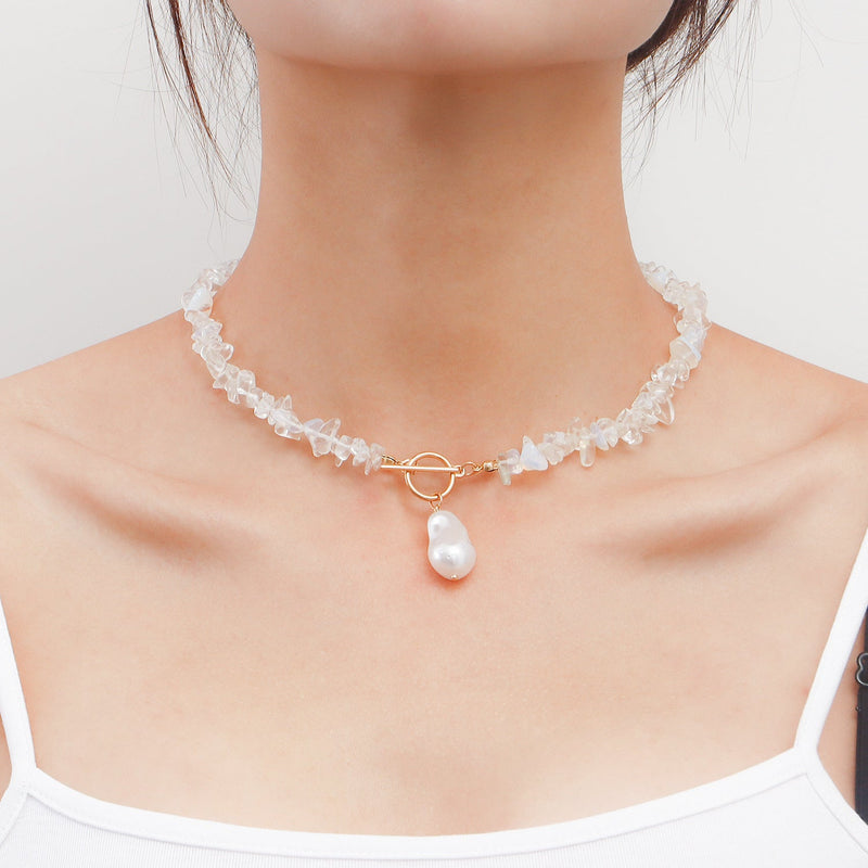 Natural Irregular transparent Stone Necklace
