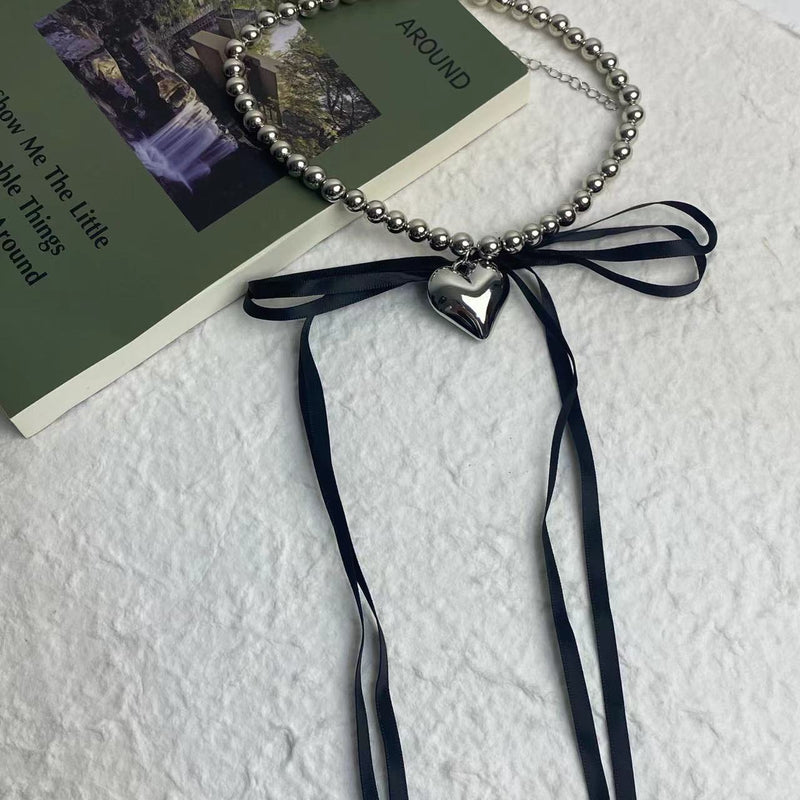 Bow love Beaded Necklace Fashion Sweet