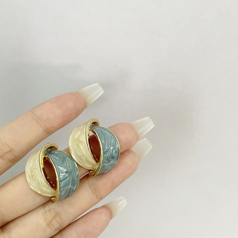 Enamel Arc Geometric Stud Earrings