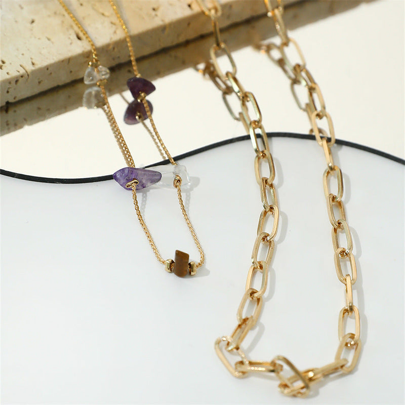 Layer Chain Necklace for Women Nature Stone